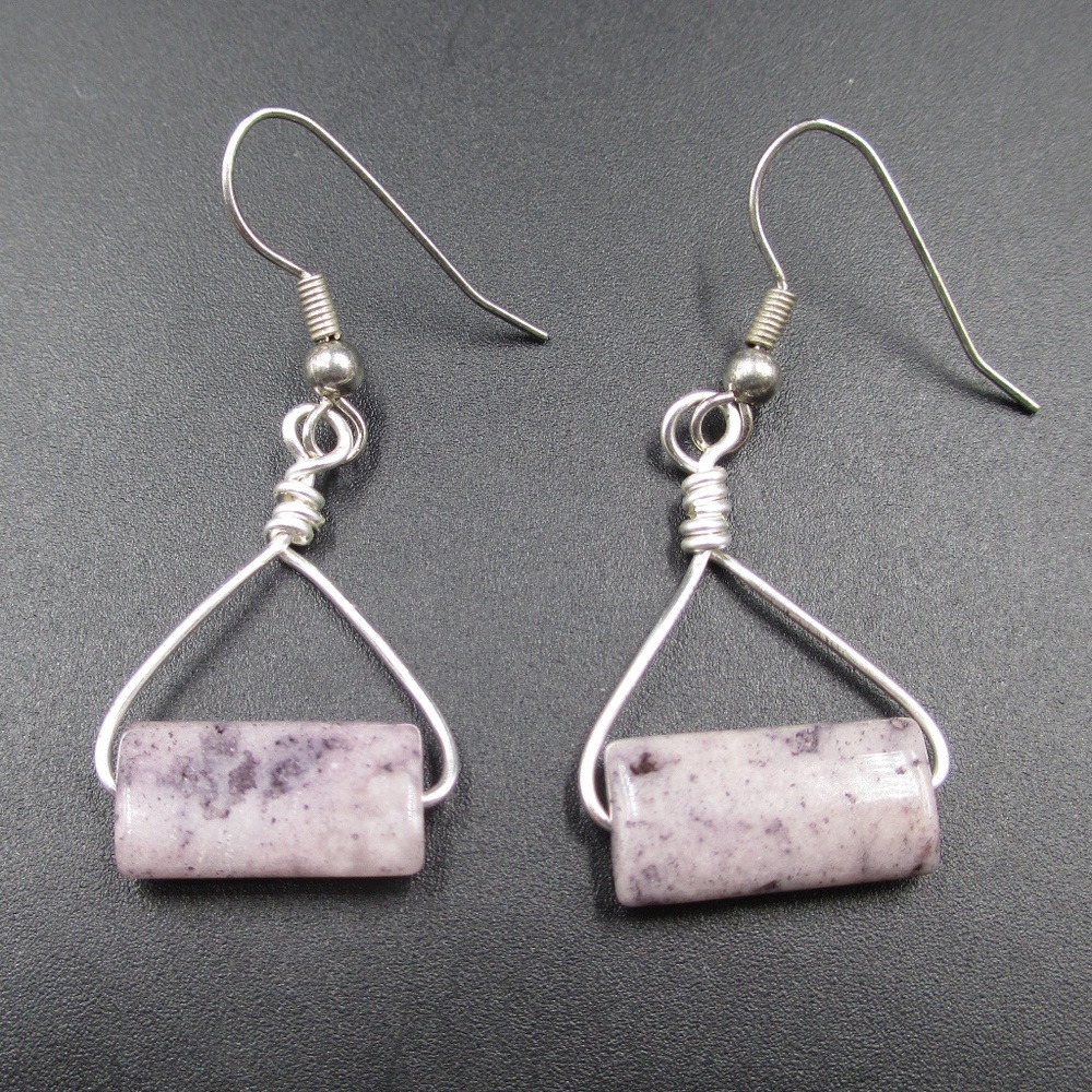 Vintage Handmade Genuine Purple Stone Earrings - Picture 1 of 3